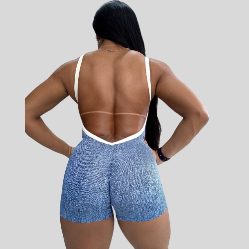 Macacão Curto Azul Jeans