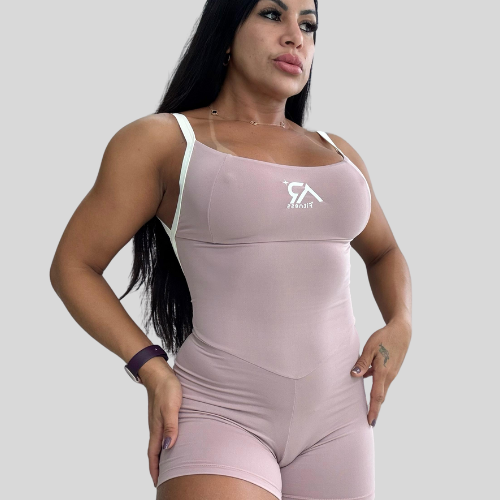 Macacão Curto Rosa Nude