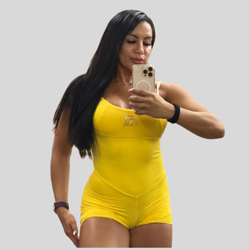 Macacão curto amarelo