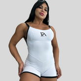 Macacão Curto Branco e Preto