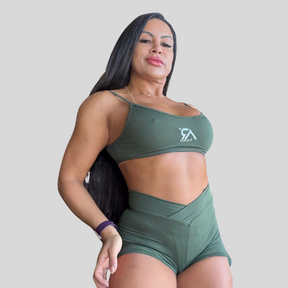 Conjunto Top e Short Verde Militar