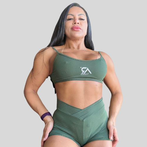 Conjunto Top e Short Verde Militar