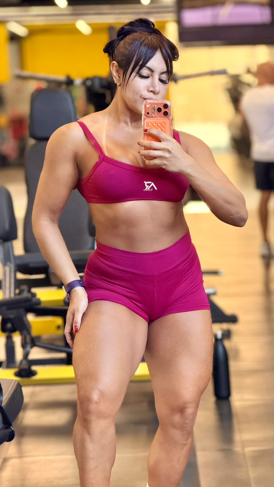 Conjunto top alça sustentação e short marsala
