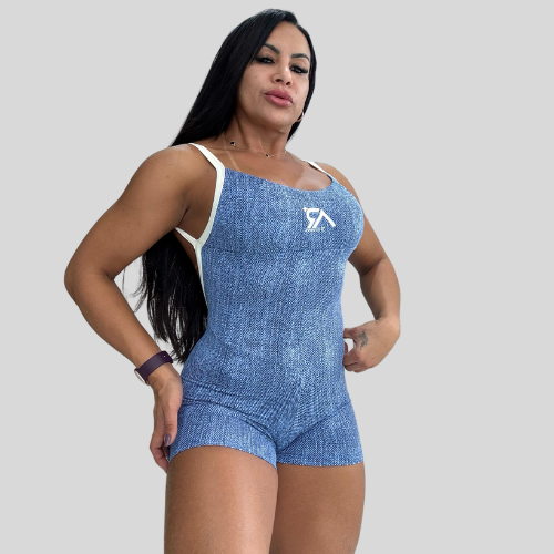 Macacão Curto Azul Jeans