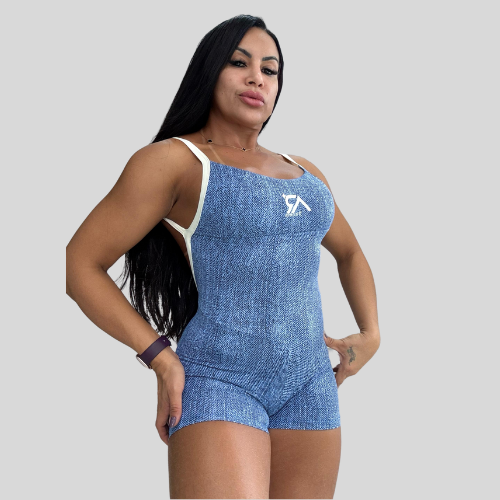 Macacão Curto Azul Jeans