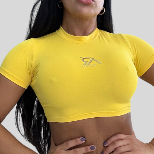 Conjunto Cropped E Short Amarelo
