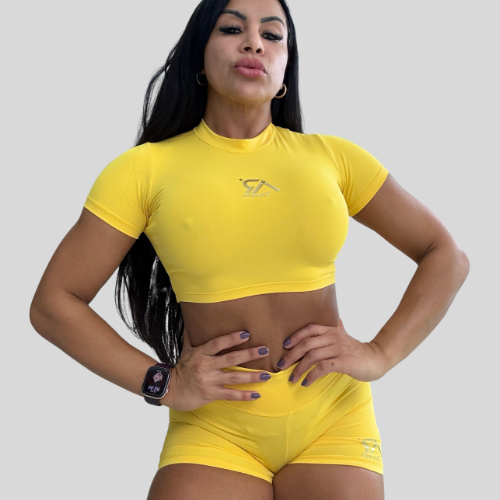 Conjunto Cropped E Short Amarelo
