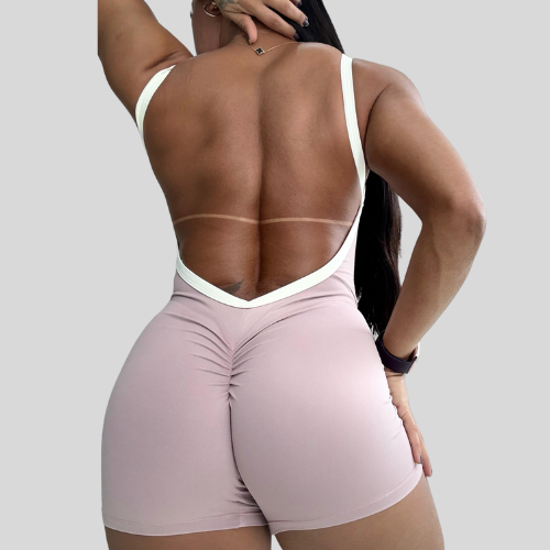 Macacão Curto Rosa Nude
