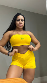 Conjunto top faixa amarelo