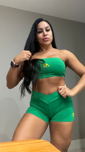 Conjunto top faixa verde