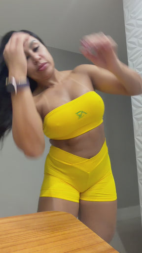 Conjunto top faixa amarelo